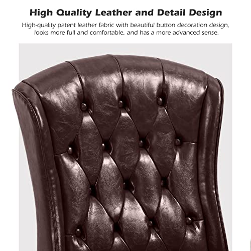 YAMASORO High Back Ergonomic Executive Office Chair with Wheels and Arms, Brown Faux Leather