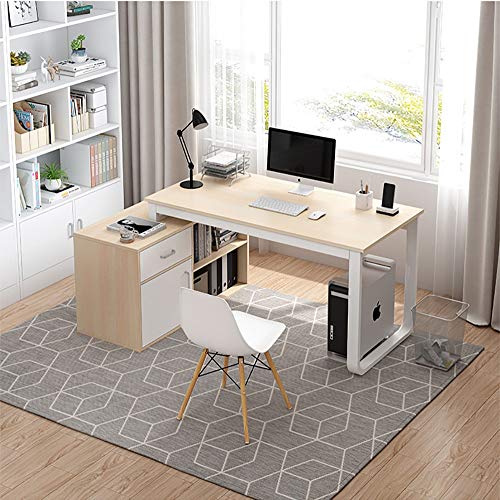 XLO L-Shaped Corner Desk, Modern Computer Office Writing Study Workstation, PC Table with Storage Shelves, for Home Office, Space-Saving, Easy to Assemble (Color : B)