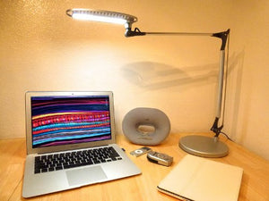 Lightpilot S650 by Lumiy - Ultra Bright LED Light Panel Desk Lamp (Titanium Silver with Base)