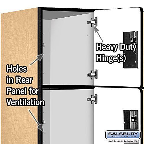 Salsbury Industries 4-Tier Extra Wide Designer Wood Locker, 6-Feet High, Maple