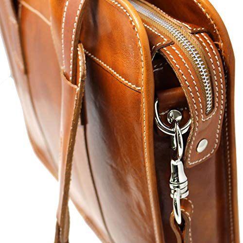 Floto Roma Slim Briefcase Men's Business Case (Olive (Honey) Brown)