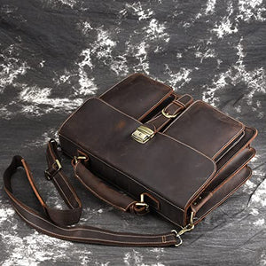 XZJJZ Retro Men's Large Capacity Briefcase Laptop Bag Messenger Bag Business Travel Bag (Color : A, Size : 40 * 15 * 30cm)