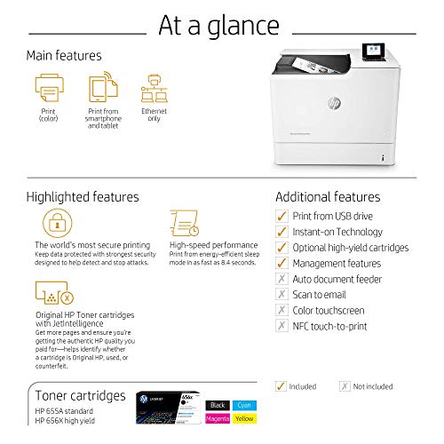 Refurbish HP Color Laserjet Enterprise M652n Laser Printer/Toner Value Bundle Pack (J7Z98A#BGJ-RC) (Certified Refurbished)