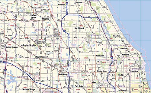 Chicago Metro Area Laminated Wall Map (54"x70")