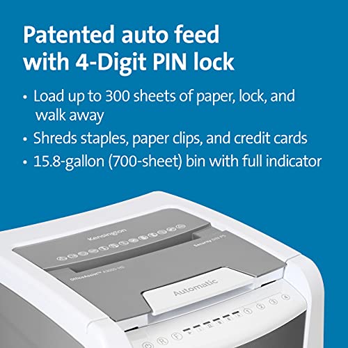 Kensington OfficeAssist 300-Sheet Auto-Feed Micro Cut Paper Shredder