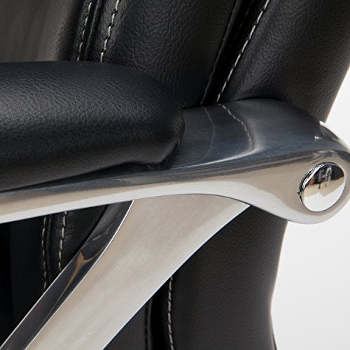 OFM Avenger Series Big and Tall Leather Executive Chair - Black Computer Chair with Arms, Black/Chrome (810-LX-BLK)