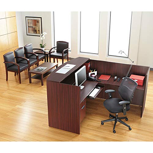 Valencia Mahogany Finish L Shape Laminate Reception Desk