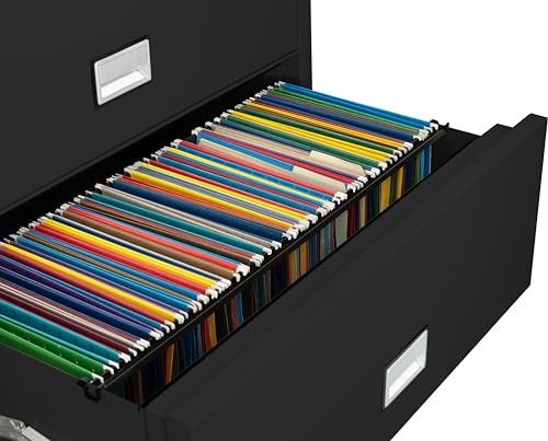 PHOENIX SAFE INTERNATIONAL LLC Fireproof 4-Drawer Lateral File Cabinet, 38 inch, Key Lock, Water Seal, Black