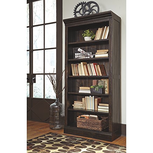 Ashley Furniture Signature Design - Townser Bookcase - Contemporary - 5 Adjustable Shelves - Solid Pine - Grayish Brown Finish