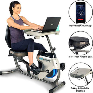 EXERPEUTIC 2500 Bluetooth 3 Way Adjustable Desk Recumbent Exercise Bike