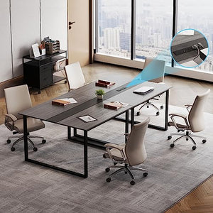 WASAGUN 8FT Rectangular Conference Room Table with USB Ports and Outlets - Grey (94L*47W*29H in)