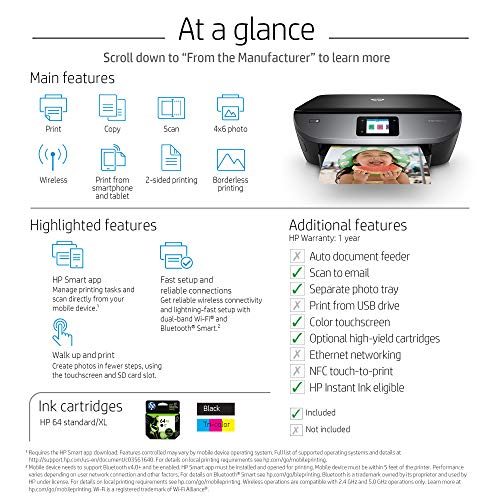 HP ENVY Photo 7155 All-in-One Photo Printer with Wireless Printing, HP Instant Ink, Works with Alexa (K7G93A)