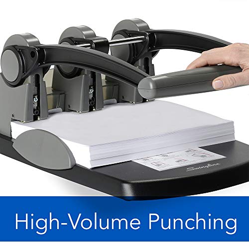 Swingline 3 Hole Punch, Hole Puncher, Extra High Capacity, 300 Sheet Punch Capacity, Fixed Centers, Black (74194)