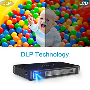 Mini Projector 4000 Lumens Android 9.0 System Portable Projector Support 1080P DLP Smart Video Projector Wireless Screen Share iPhone Laptop HDMI USB 8000mAh Battery 4+16G for Outdoor Gaming Movie