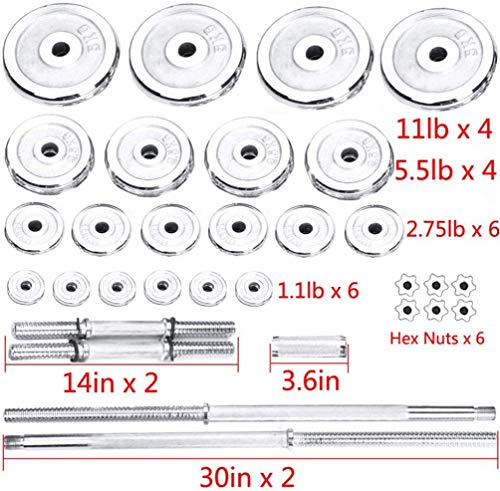 110 LB Adjustable Dumbbells Barbell Weights Set with Bar, for Indoor Body Workout Fitness Beginners Professionals Friendly, Home Gym Lifting Dumbbells Strength Training Equipment [US Fast Delivery]