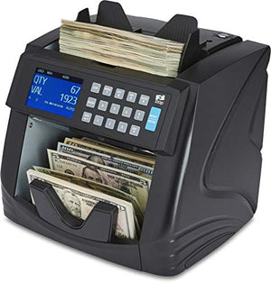 ZZap NC60 Mixed Denomination Bill Counter & Counterfeit Detector - Money Cash Currency Value Machine