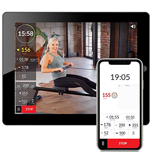 Women’s Health Men’s Health Bluetooth Rower Rowing Machine with 6 Month Free MyCloudFitness App, Black (1638)