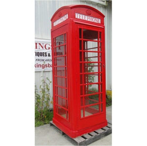 The Kings Bay Red British London Cast Aluminum Iron Telephone Phone Booth Replica English
