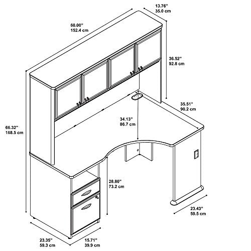 Series A 60W Corner Desk with Hutch and 2 Drawer Pedestal