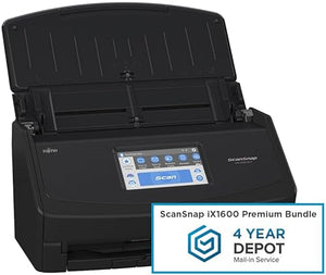 ScanSnap iX1600 Premium Color Duplex Document Scanner with 4-Year Protection Plan, Black