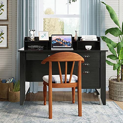 LCSA Black Computer Desk Laptop Writing Table Spacious Workstation Office Furniture