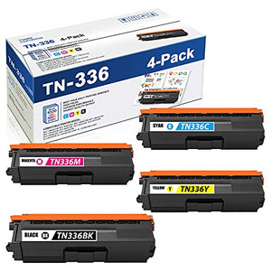 TN-336BK TN-336C TN-336M TN-336Y 4PK(1BK+1C+1M+1Y) Compatible TN336 TN-336 High Yield Toner Cartridge Replacement for Brother DCP-L8400CDN L8450CDW HL-L9200CDW/CDWT MFC-L8650CDW L8850CDW Printer