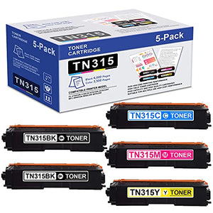 (2BK+1C+1M+1Y) TN315 TN315BK TN315C TN315M TN315Y Toner Cartridge Compatible Replacement for Brother HL-4150CDN 4140CW 4570CDW MFC-9640CDN Printer Cartridge.