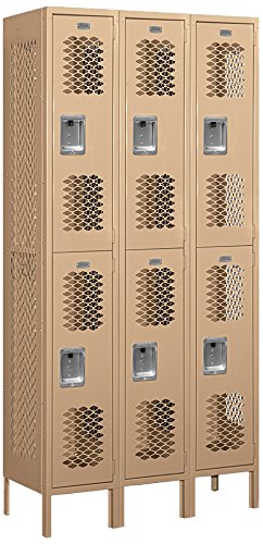 Salsbury Industries 72365TN-U Double Tier 36-Inch Wide 6-Feet High 15-Inch Deep Unassembled Vented Metal Locker, Tan Brown