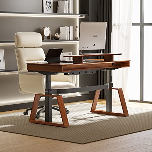 EUREKA ERGONOMIC 63" Executive Standing Desk with Drawers and Monitor Stand, Walnut