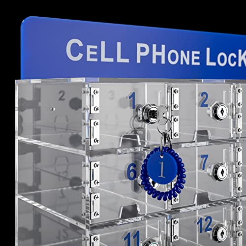 HaroldDol Cell Phone Locker with Charging Slot, Acrylic Storage Cabinet (30 Slots)