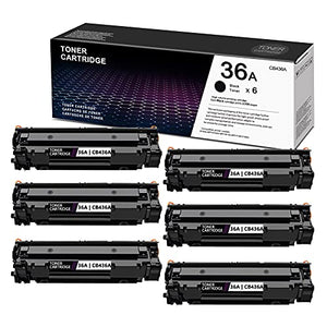 6 Pack Compatible Toner Cartridge 36A CB436A Replacement for HP P1505n P1505 M1522n M1523nf M1120 Printer Ink Cartridge.