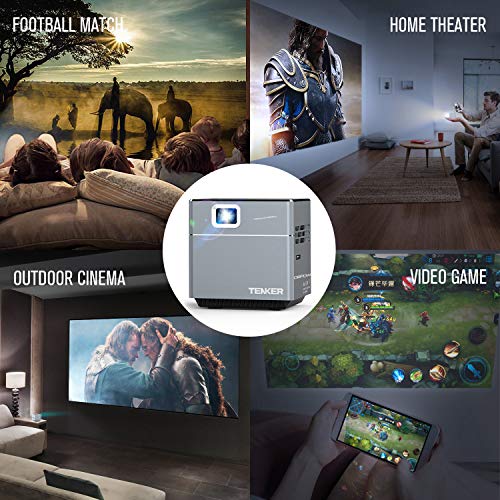 TENKER S6 Mini Cube Pico Projector with Wi-Fi, Smart DLP Projectors for Outdoor Indoor Movies, Includes Mini Tripod, 30,000-Hour Leds, Supports Android and iOS Devices