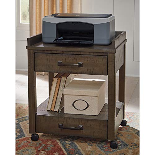 Signature Design by Ashley Johurst Rustic Printer Stand or Accent Table, Distressed Brown