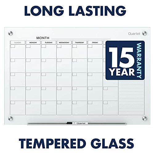 Quartet Magnetic Whiteboard Calendar, Glass Dry Erase White Board Planner, 4' x 3', White Surface, Frameless, Infinity (GC4836F)