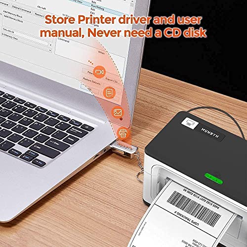 Upgrade 2.0 MUNBYN USB Upgrade Label Printer, Thermal Printer for Barcodes-Labels Labeling with MUNBYN Thermal Direct Shipping Label (Pack of 500 4x6 Fan-Fold Labels) - Commercial Grade