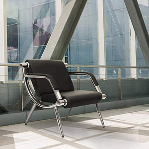 Peach Tree Black Leather Executive Side Reception Chair Office Waiting Room Guest Reception, Salon Barber Office Waiting Chair Bank Hall Airport Reception Waiting Chair 3 Seats Bench