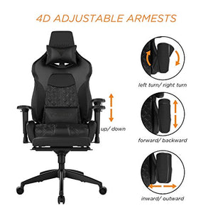 GAMDIAS Multi-Color RGB Gaming Chair High Back with Footrest Adjusting Headrest and Lumbar Support, Black (Achilles P1 Black/Black)