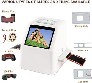 MYDLO 2.4" LCD Film Slide Photo Scanner 22 MP High Resolution Color & B/W 35mm/135, 126, 110, Super 8 Conversion