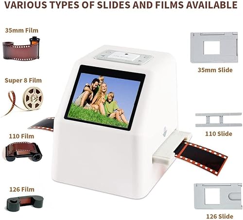 MYDLO 2.4" LCD Film Slide Photo Scanner 22 MP High Resolution Color & B/W 35mm/135, 126, 110, Super 8 Conversion