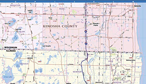 Chicago Metro Area Laminated Wall Map (54"x70")