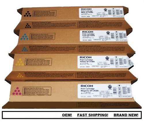 Ricoh AFICIO SP C430A C430DN High Yield Toner Bundle Set 821105, 821106, 821107, 821108, BCYM Sealed in Retail Packagin