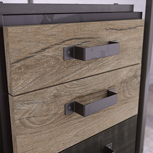 Bush Furniture Refinery 50W L Shaped Industrial Desk with 37W Return and Mobile File Cabinet in Rustic Gray