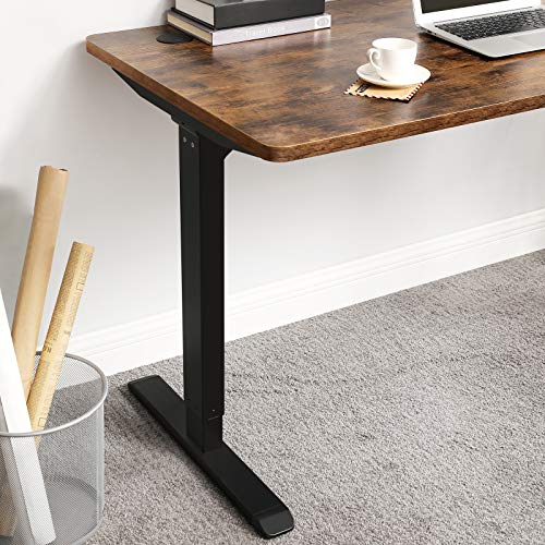 SONGMICS 55.1 x 27.6 Inches Electric Writing Desk, Standing Desk, Motorized Workstation, with Continuously Adjustable Height, Motor, Rustic Brown and Black ULSD012B01