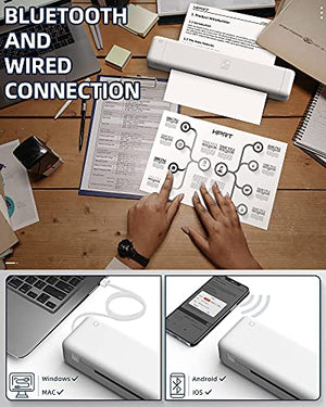 Thermal Printer HPRT - MT800Q Portable Mini Printer, Wireless Printer for iPhone and Computer, The Best Small Printer Support 216mm Width A4 Paper, Home Use, Office, Travel and Mobile Printer
