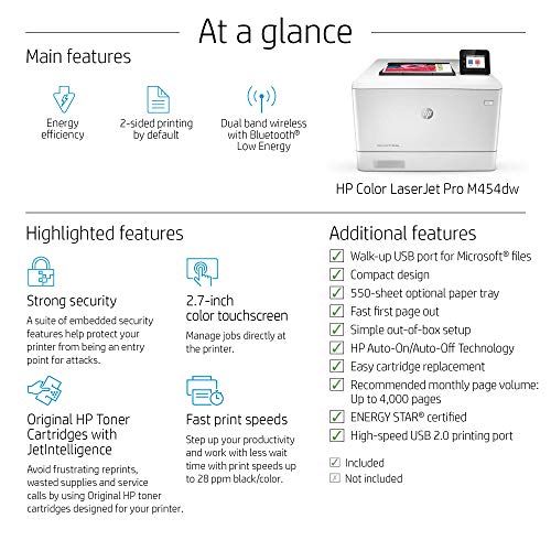 HP LaserJet Pro M454 M454dw Laser Printer - Color