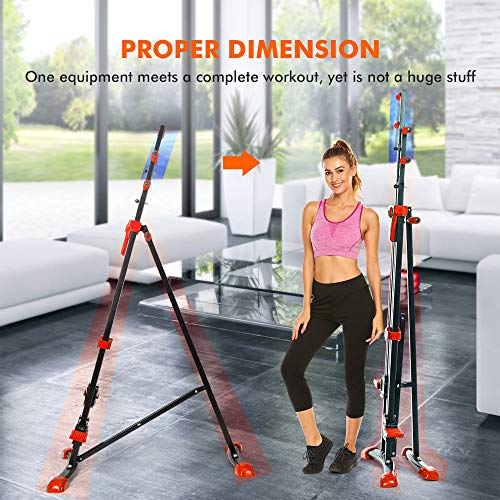 Aceshin Vertical Climber Machine, Home Gym Exercise Folding Climbing Machine,Indoor Vertical Climbing Exercise Machine, Fitness Stepper for Whole Body Cardio Workout Training (Red)