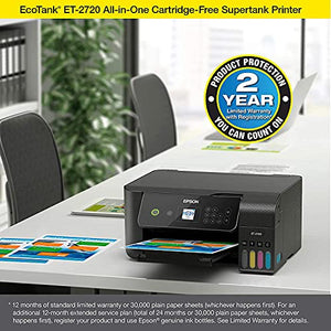 Epson Premium EcoTank 2720 Series Wireless All-in-One Color Supertank Inkjet Printer | Print Copy Scan | Mobile Printing | Voice-Activated Print | 1.44" Screen | High-Speed USB Black