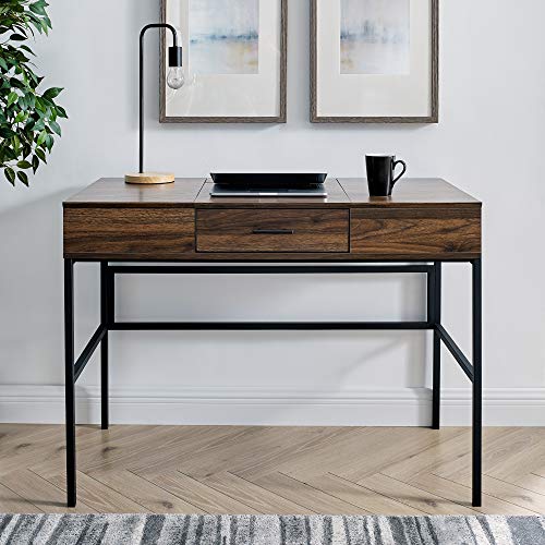 Walker Edison Modern Wood Computer Writing Desk Storage Drawer Home Office Workstation Small, 42 Inch, Dark Walnut