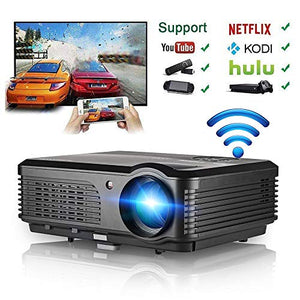 Video Projector WiFi Wireless 3600 Lumen, LCD LED Multimedia Projector Wireless Airplay Miracast Support HD 1080P HDMI USB VGA AV for iPhone iPad PC Laptop Mac DVD Home Theater Outdoor Movie Gaming