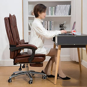 HUIQC Managerial Executive Chair with 170° Recline, Lumbar Pillow, Footrest - Khaki